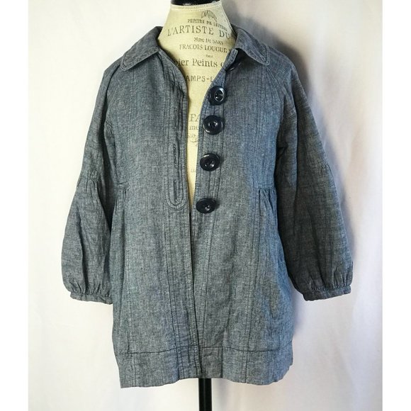 Free People Denim Blue Button Down Jacket Size XS - Picture 3 of 11